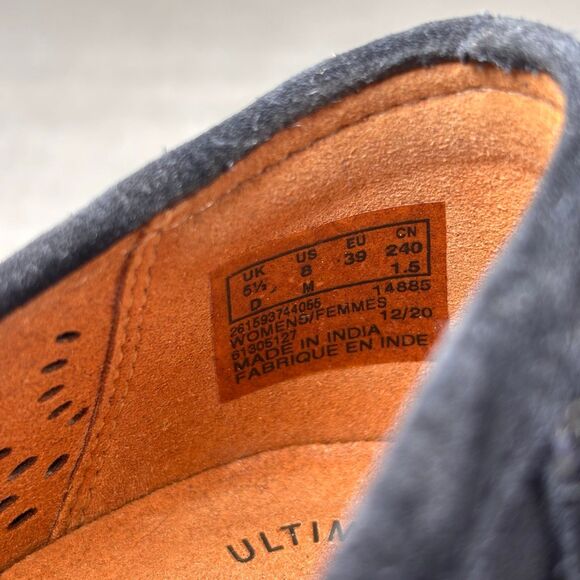 Clarks Trish Calla Loafer Blue Suede Slip On Sunburst Corpcore Women's‎ Size 8 - Picture 9 of 11